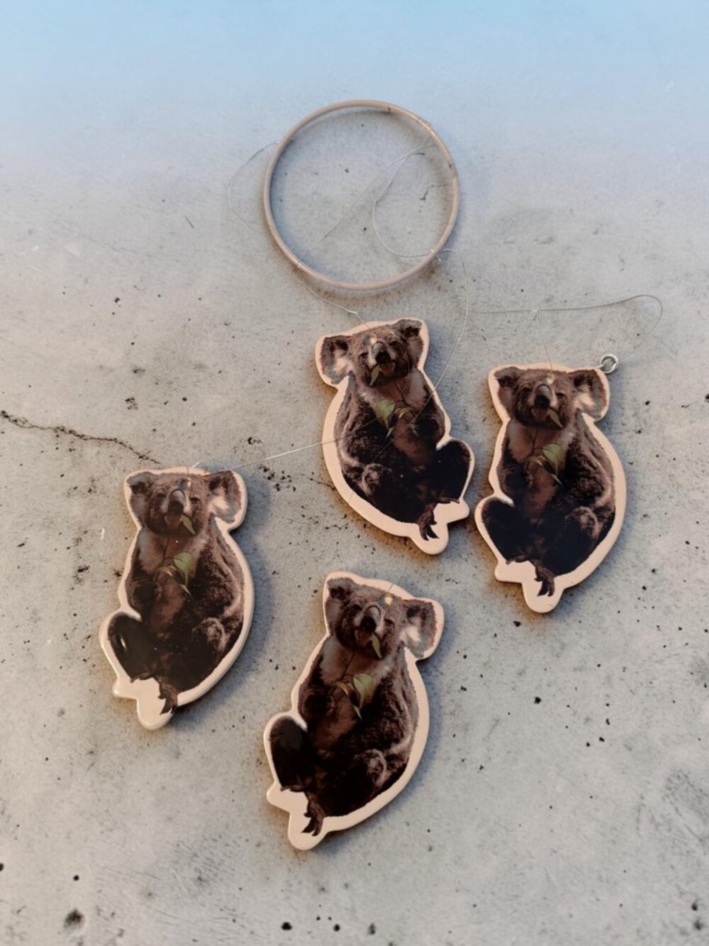 vintage Koala-Themed Ceramic Wind Chime With Hanging Ring & 4 Koala Pendants Nat